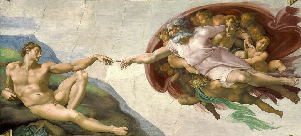 The creation of Adam by Michelangelo