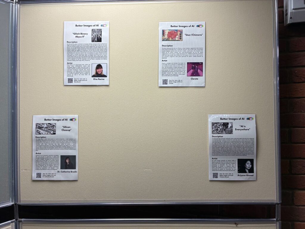 A board showing the artist biographies and license details for each of the images. 