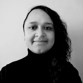 Black and white headshot of Laura. 